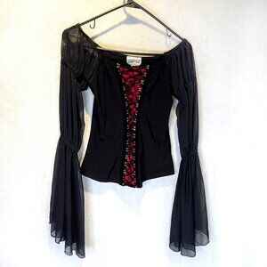 Black and Red laced up blouse E&B designs